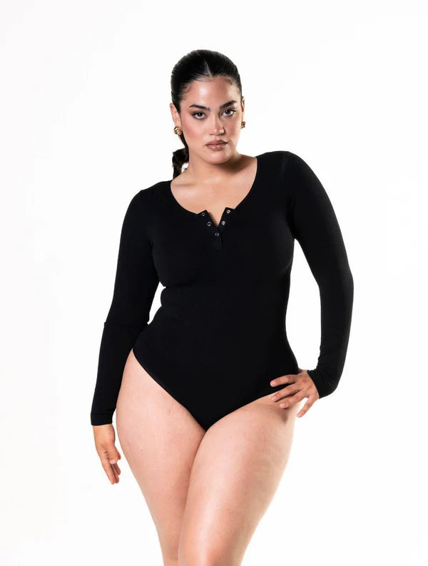 Seamless Long Sleeve Thong Bodysuit